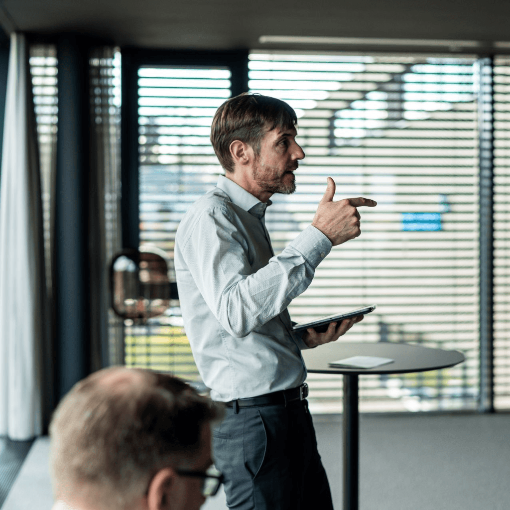 Stefan Heer giving a talk to a group